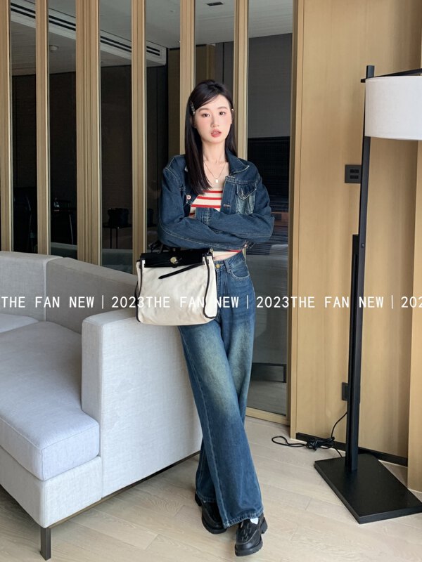 Autumn on the new![THE FAN] Fashion Wash Water Made With Old Jeans 505301-1 # ZXX