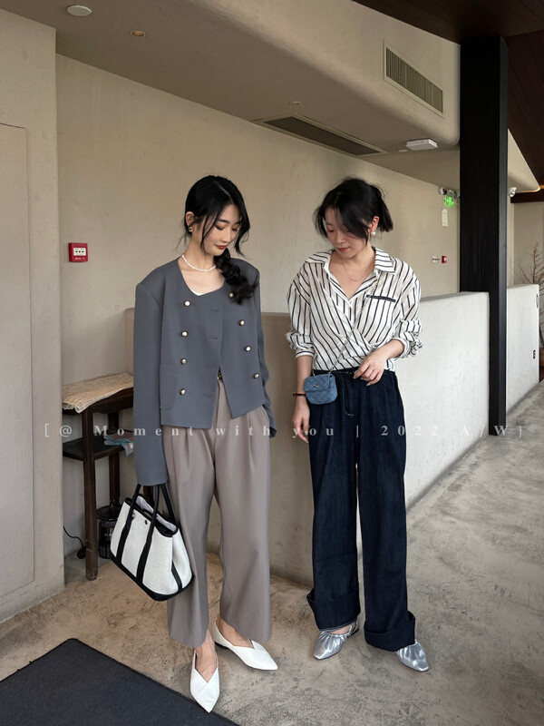 New in early autumn!【MOMENT WITH YOU】Xiaoxiangfeng fashion double-breasted short coat Q0051# LSW