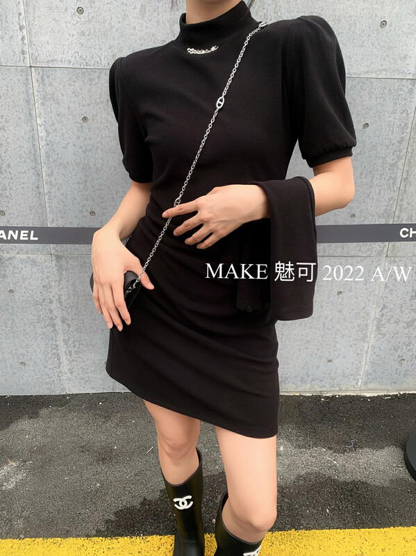【MAKE】Simple and slim all-match dress (with detachable sleeves) 80098# OZQ