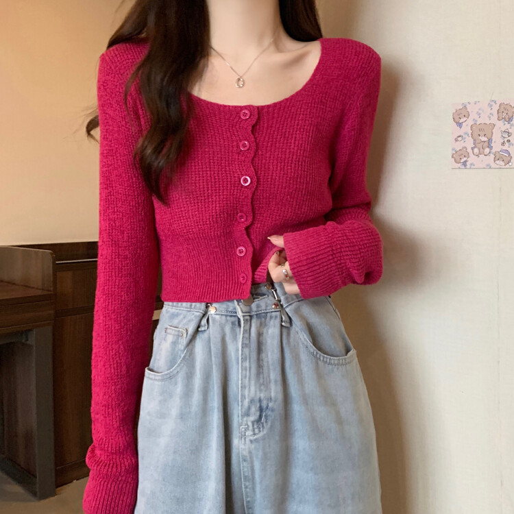 Autumn is new!【F·P】French square collar wealthy all-match knitted sweater 9323-5# HBX