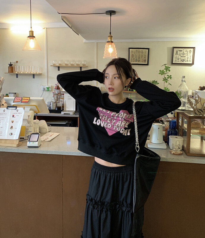 [MRA] Korean style fashion love pattern loose terry cotton sweater L1175