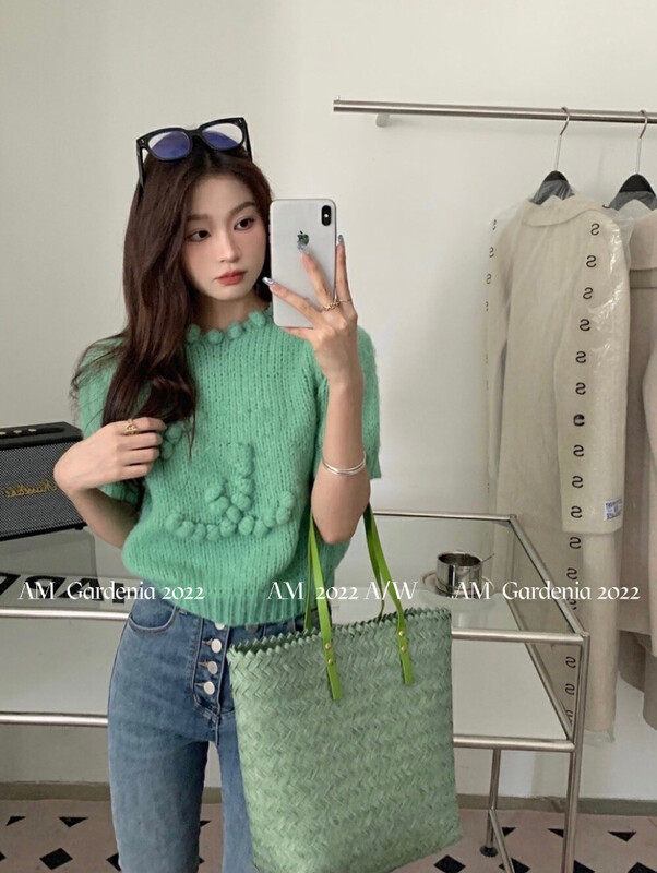 New in autumn!【AM GARDENIA】Temperament three-dimensional all-match knitted sweater A8117# ZXX