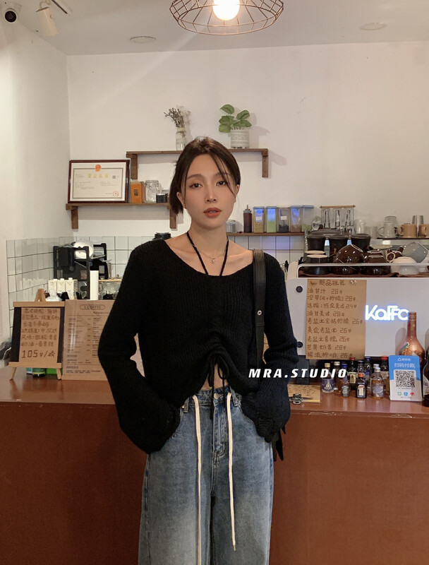 【MRA】Korean Design Drawstring Mohair Soft Sweater SP79