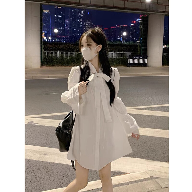 [Huaxi] Lady lace-up design Loose dress 9877 # PCZ
