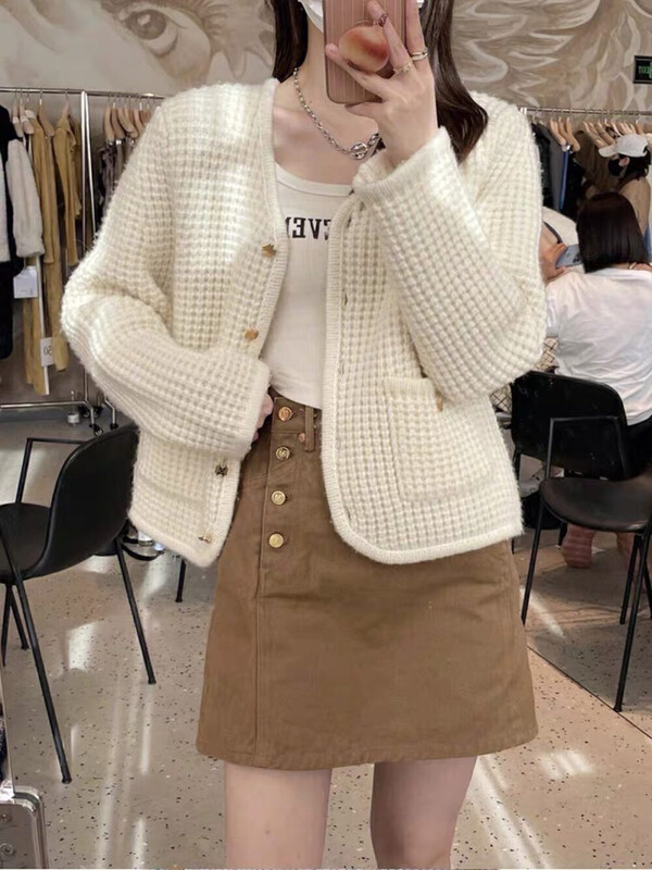 New in autumn!【AM GARDENIA】Simple solid color versatile knitted cardigan 22343# ZXX