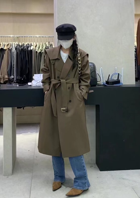 Autumn on the new![F.THREE Three Sisters] Tis long windbreaker (with removable shawl, belt, cuff) 95526-1 # XJ
