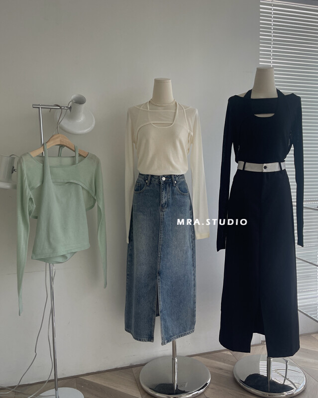 [MRA] High-quality halter vest and wool blouse set with wool SP47