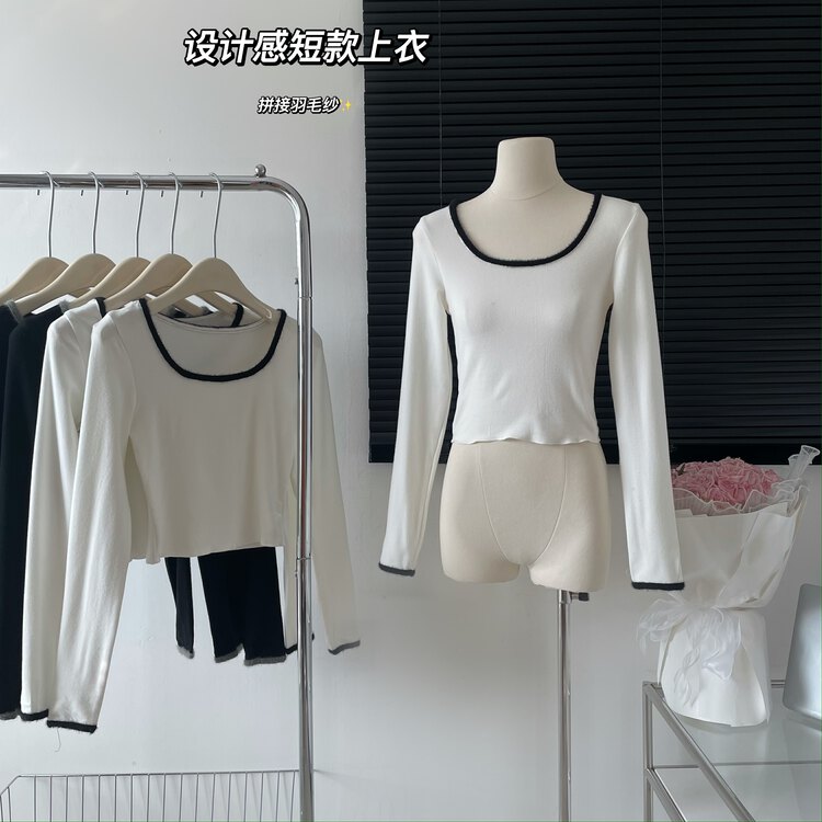 Autumn on the new![Smoke] Korean sleeve versatile long-sleeved T-shirt 0336 # HYY