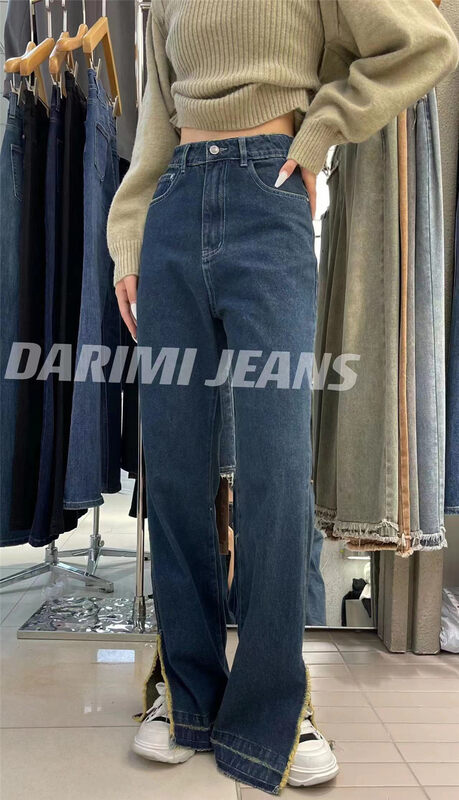 New in autumn! [O NOT 1] Side slit raw edge retro straight jeans R180# LSW