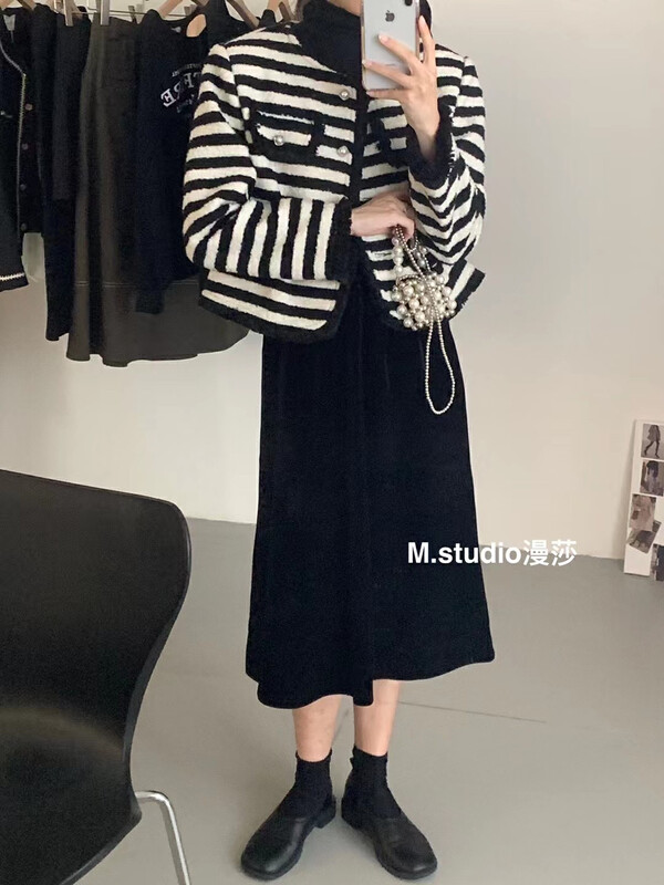 [MSTUDIO Mansha] Textured Velvet Elastic Waist Skirt c1105# HBX