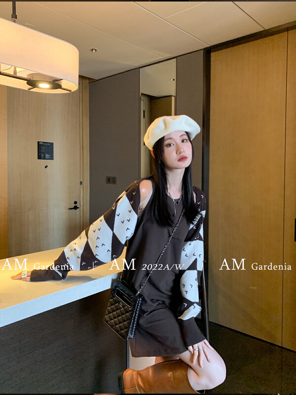 Autumn is new!【AM GARDENIA】Temperament off-the-shoulder round neck dress (with shawl) 1218# ZXX
