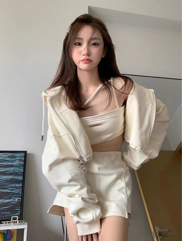 Autumn on the new![Huaxi] Simple short coat + sling vest + thin skirt three-piece suit 9823 # PCZ