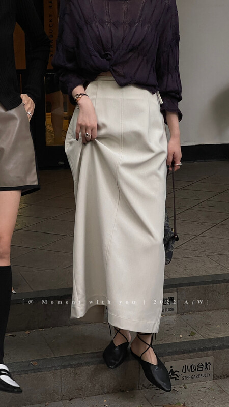 New in early autumn! [MOMENT WITH YOU] Korean version of the high-waisted lace-up skirt J015# LSW