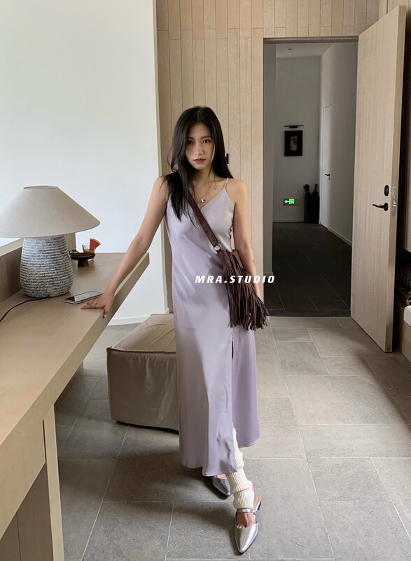 [MRA] Advanced simple satin slip slip dress L1177