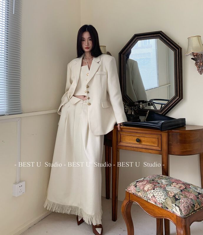 【BEST U】Xiaoxiangfeng high waist loose fringed skirt 60353# LSW