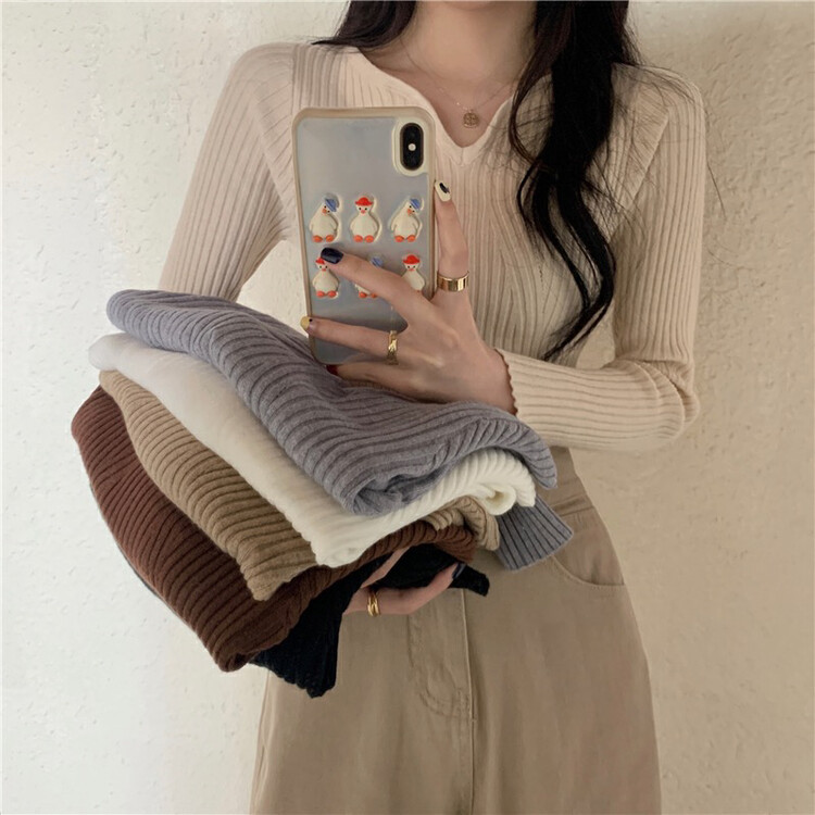 【F·P】Early autumn new style V-neck bottoming sweater 22CX07# HBX