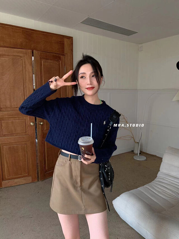 [MRA] Korean version of simple fawn embroidery short sweater DH319