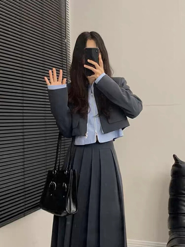 Autumn models are new! [Hua Xi] Korean fashion suit + irregular temperament skirt + design thin shirt suit 9690# PCZ