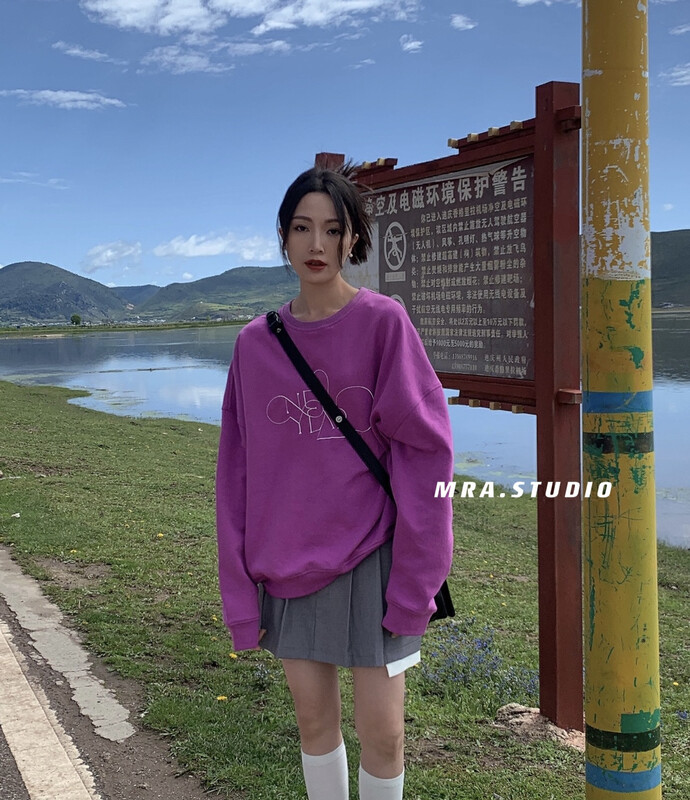 [MRA] Korean letter embroidered loose large hoodie (excluding shawl) L1125