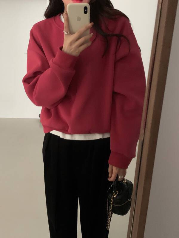 New in autumn! [WANNA OUR] Round neck solid color pullover sweater 229830# ZXL