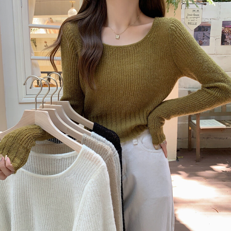 New in autumn! [F·P] Round neck solid color comfortable all-match knitted sweater 58078# HBX