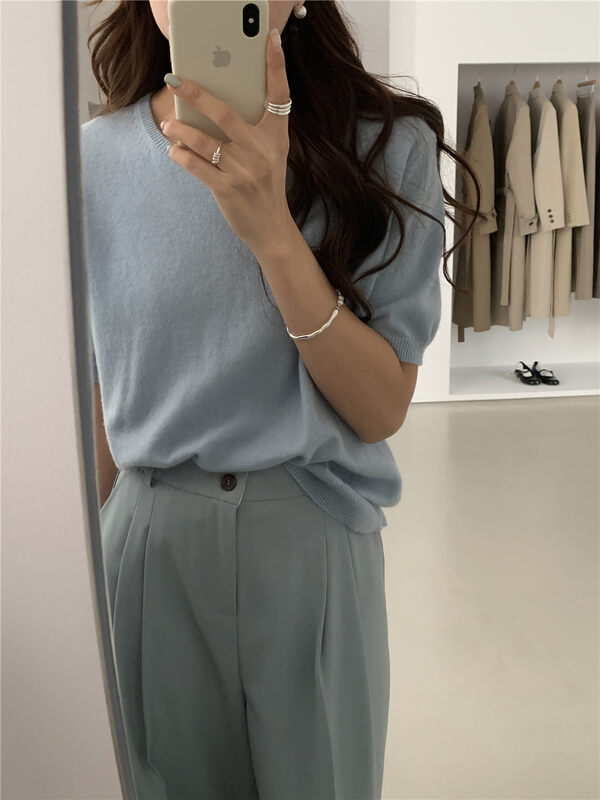 New in autumn! [WANNA] Simple and slim all-match knitted sweater 96118# ZXL