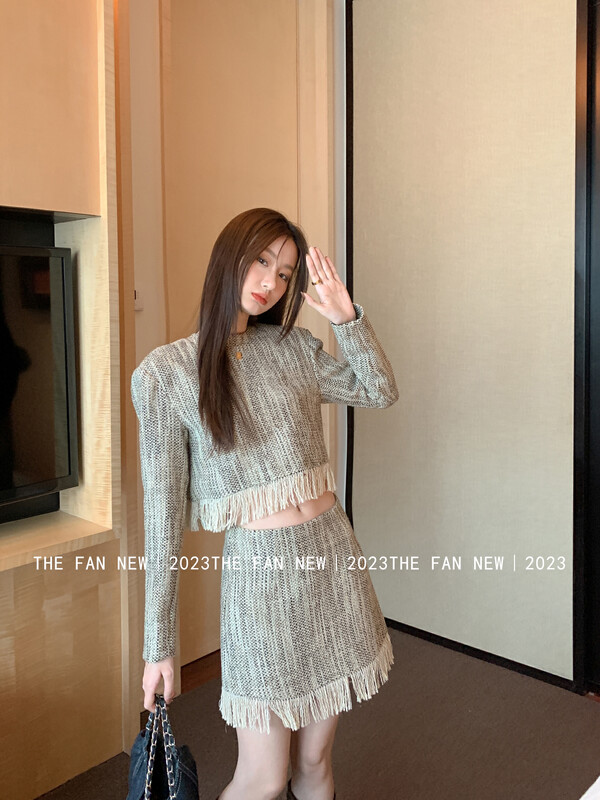 New in early autumn! [THE FAN] temperament tassel small fragrance skirt 61179-1# ZXX