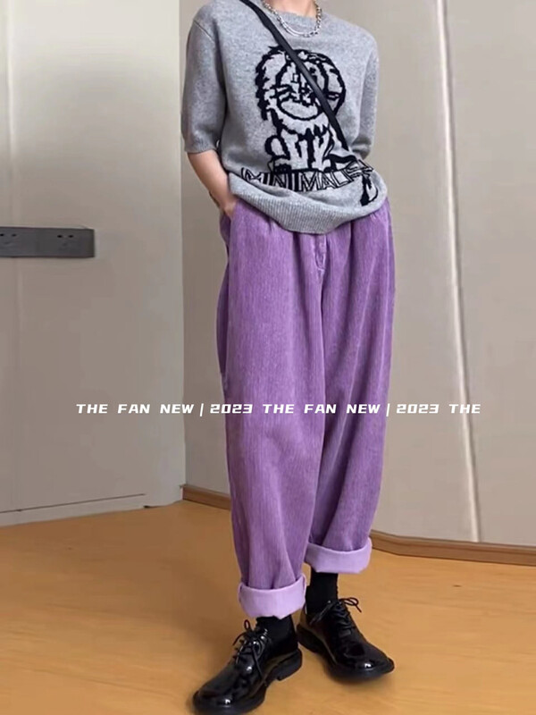 New in winter! [THE FAN] Corduroy pipe loose and slim casual pants 505118# ZXX