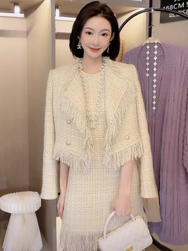 New in autumn!  [Ou Zhengsha] Temperament, ladies, light luxury, royal sister, high-end small dress, short coat 19080# JJ
