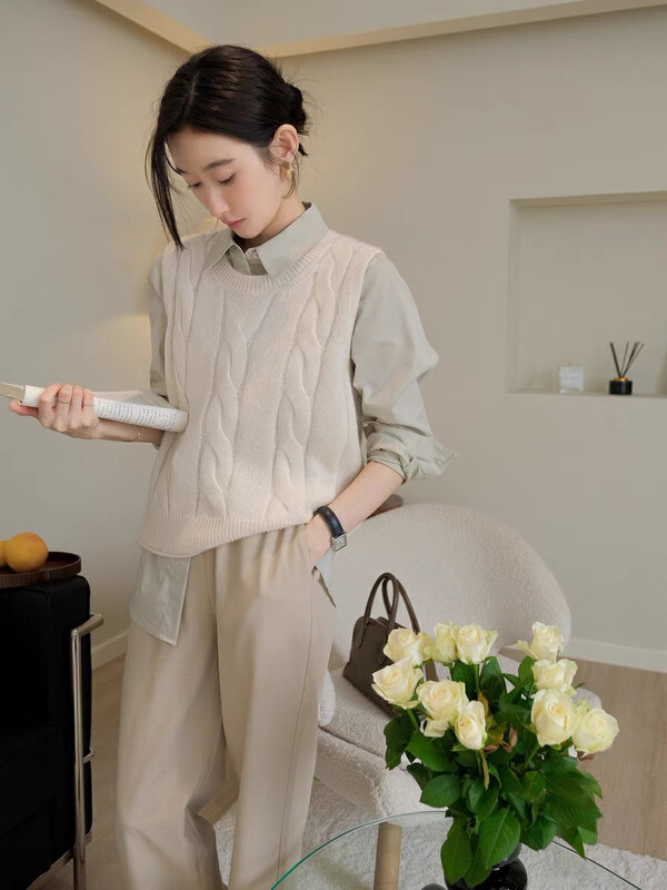 New in autumn! [F·P] Twist retro sleeveless vest 33047# HBX