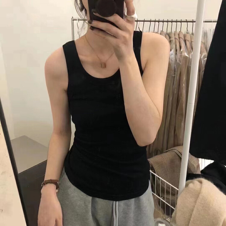 Autumn on the new![MOMENT WITH YOU] Wide-shoulder vest, a lean shade, Mobile cotton vest / sling with 2M556 # LSW