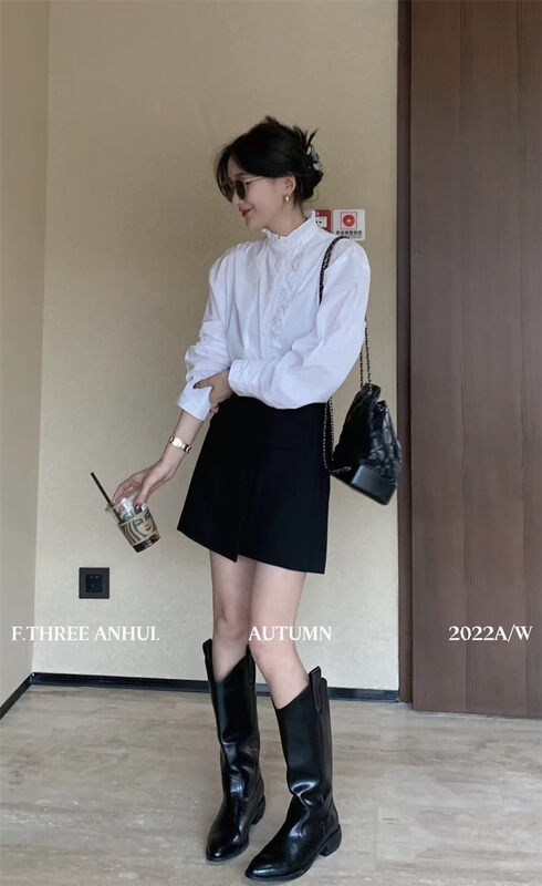 Early autumn on the new!4[F.THREE Three Sisters] High waist Commuting Suit Skirt 95368 # XJ