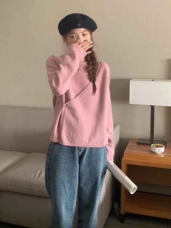 【LOVELY/SHMILY】Irregular fake two-piece all-match knitted sweater M0837