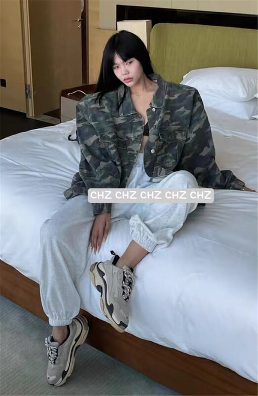 Autumn on the new![C.H.Z] Korean Camo versatile denim jacket 91288 # WTT