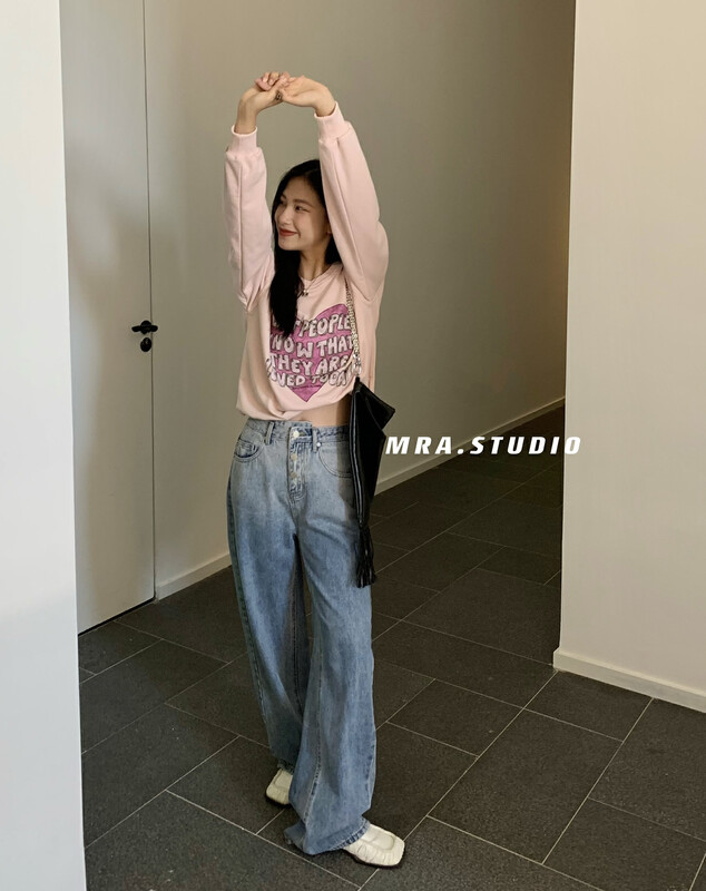 【MRA】Big Fashion Gradient Breasted High Waist Jeans J2355