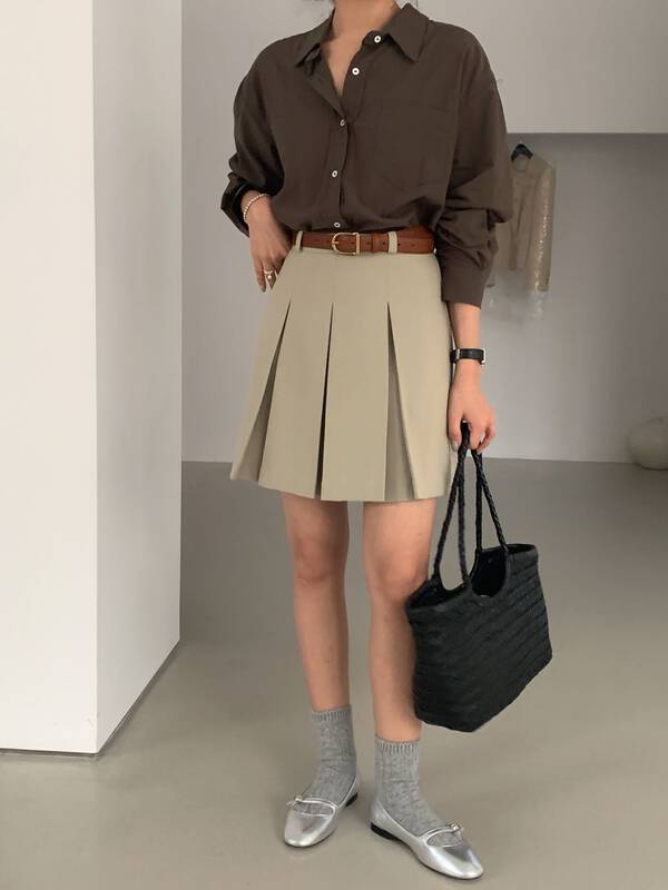 New in autumn! [WANNA] pleated slim all-match skirt 89296# ZXL