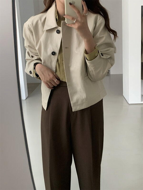 New in autumn! [WANNA] casual basic single-breasted short coat 89315# ZXL