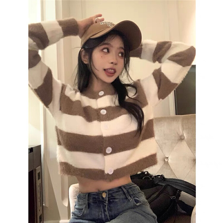 New in autumn! [Huaxi] Thin striped comfortable single-breasted warm sweater 9819# PCZ