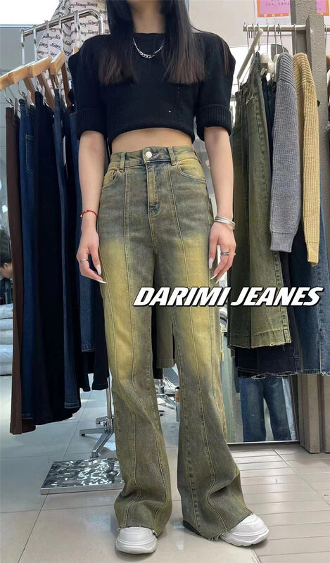 New in Autumn! [JEANS] Retro Yellow Micro-Flare Jeans N947# LSW