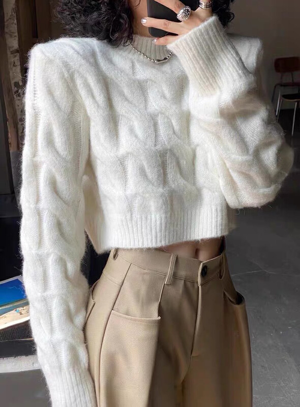 New in Autumn!【F·P】High Waist Short Twist Warm Sweater 9809FP# HBX