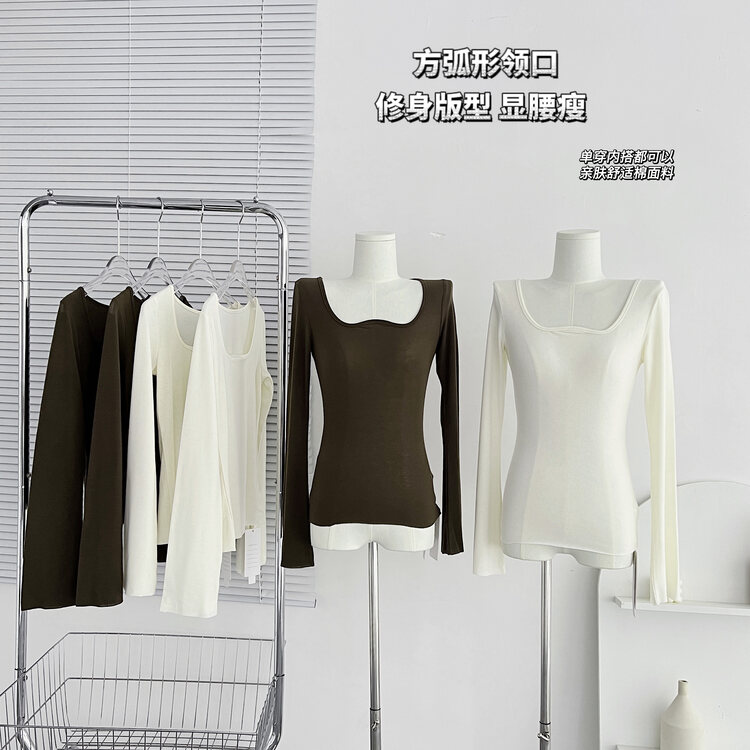 New in autumn! [Yi Kaoru] horn-sleeved sexy slightly transparent long-sleeved T-shirt 0195# HYY