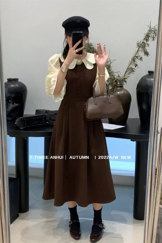 Autumn on the new![F.THREE three sisters] the temperament is simple and versatile sleeveless dress (single selling vest skirt) 95519 # XJ