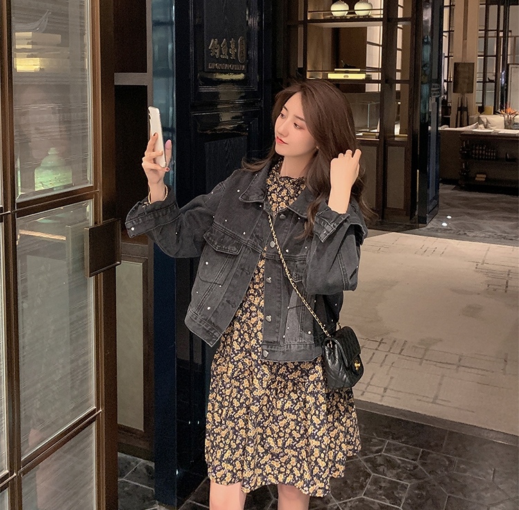 New in autumn! [Yi Xun] denim jacket with loose design with diamonds 0338# HYY