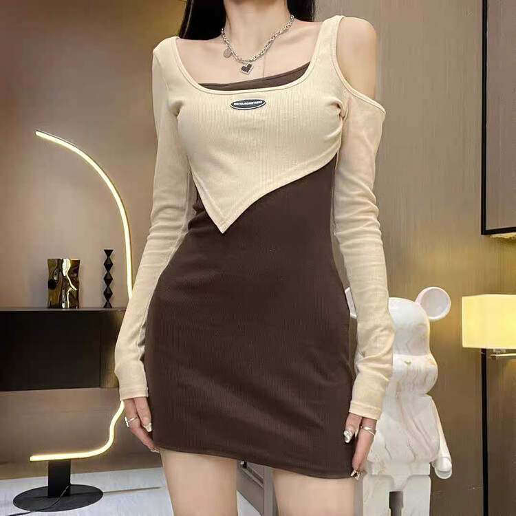 Autumn on the new![Huaxi] Fake two hollow-out splicing dress 9701 # PCZ