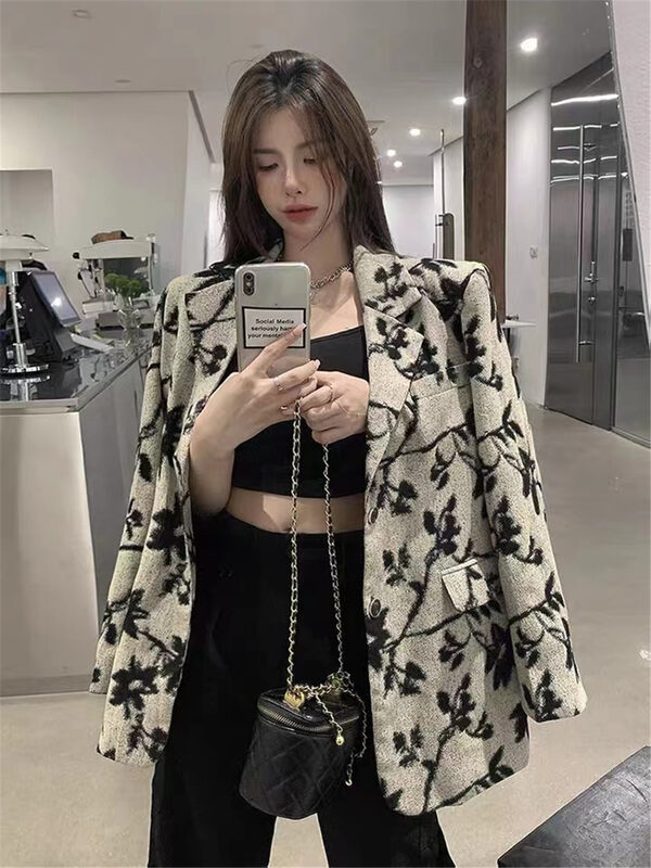 Autumn is new! [C.H.Z] long-sleeved breasted flower suit 78120# WTT