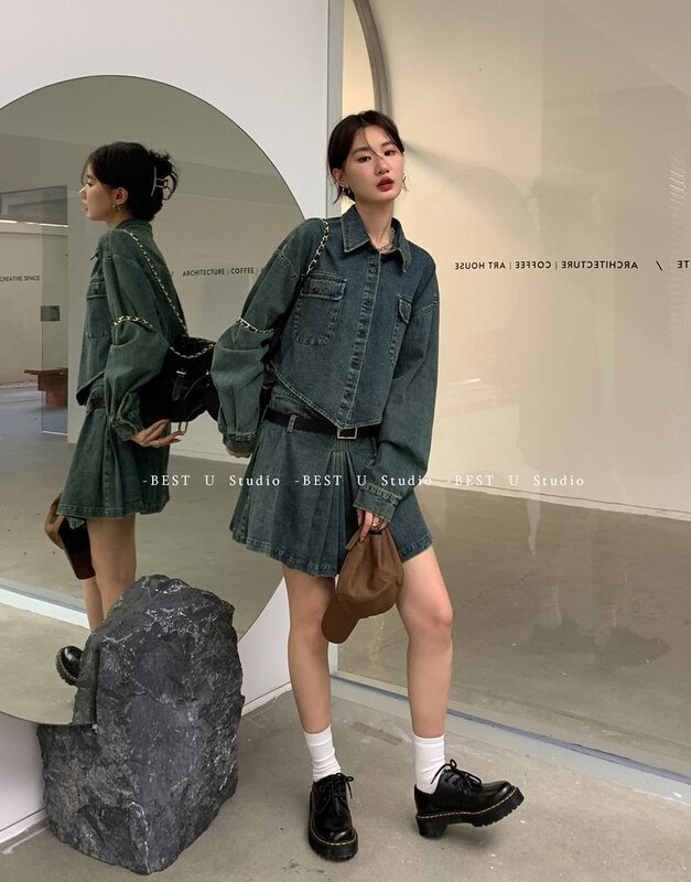 Autumn is new! [BEST U] Retro distressed denim skirt (single skirt) 56185# LSW
