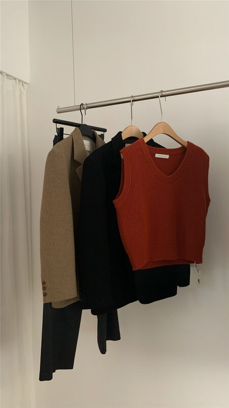 New in autumn! [WANNA OUR] V-neck loose all-match vest (including 90% wool) 96168# ZXL