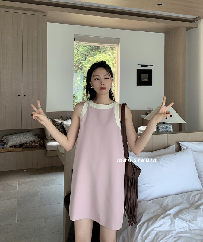 [MRA] Early autumn on the new sweet bump color splicing suit dress L1152