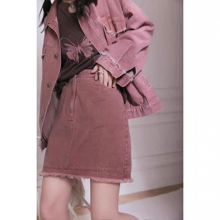New in autumn! [Huaxi] Retro casual denim jacket + slim skirt two-piece suit 9830# PCZ