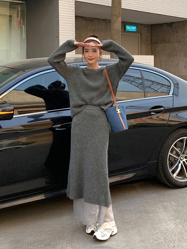 New in winter!【NEW OPEN】Simple solid color mid-length skirt CM80395# ZXX